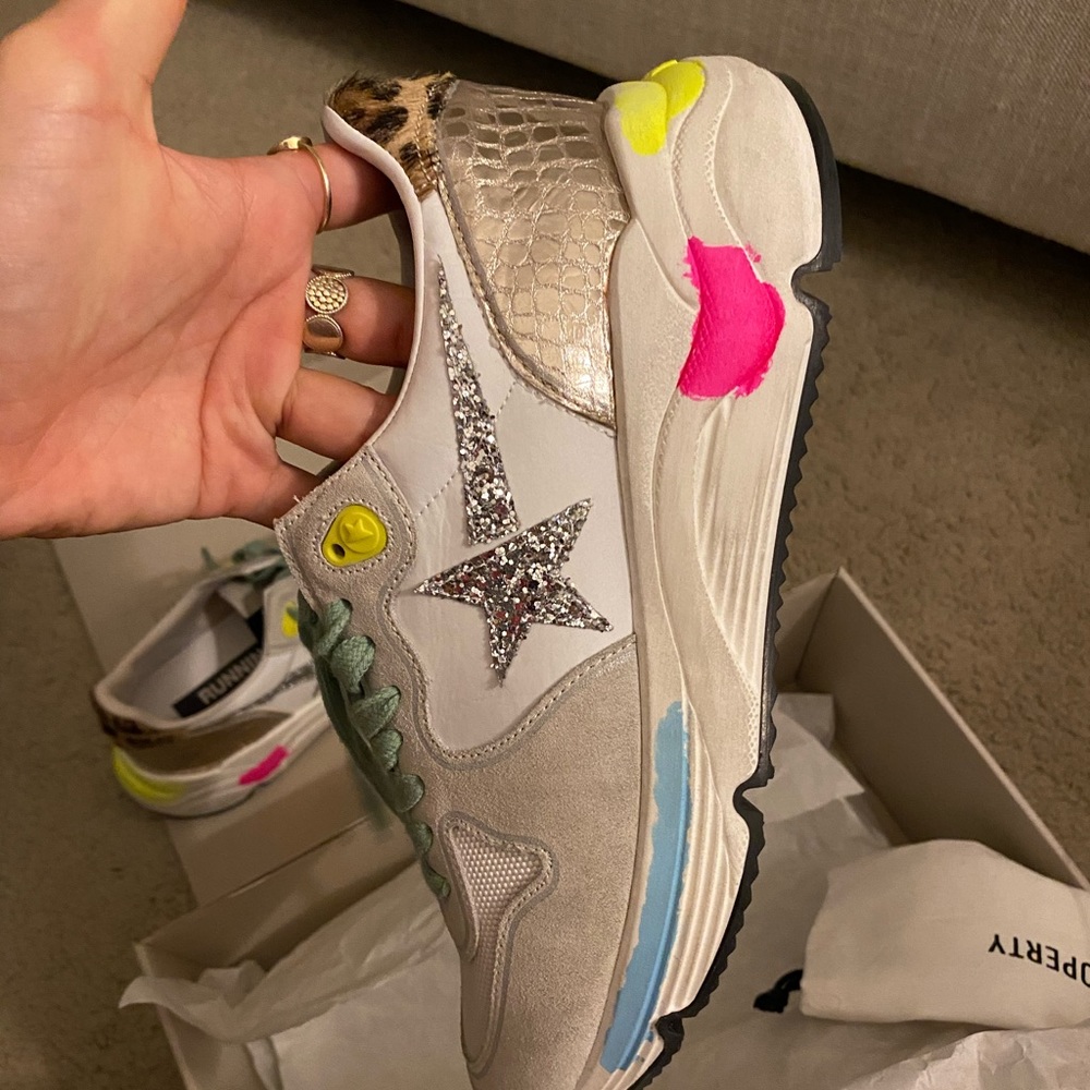 Golden Goose Glitter Trainers Running Sole Sz 38